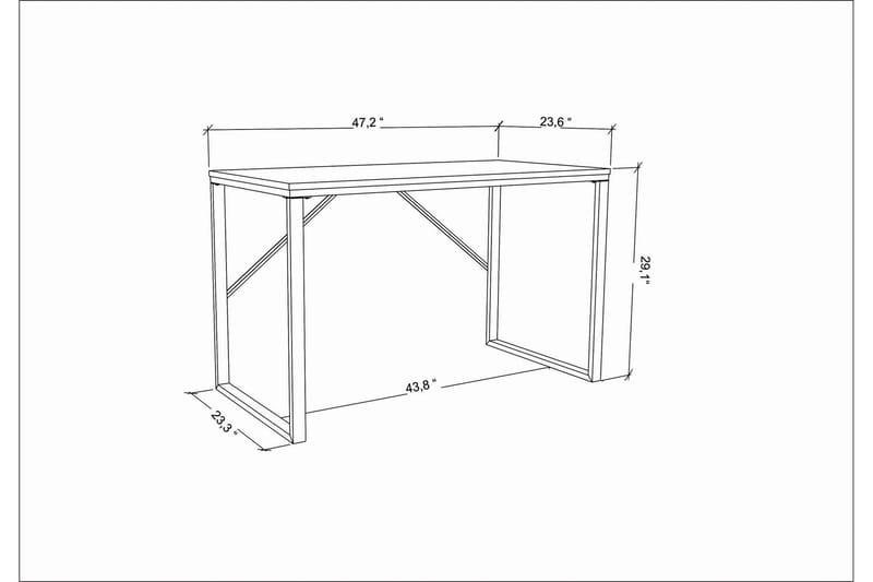 Vinresk Skrivebord 60x74x120 cm - Guld/Hvid - Skrivebord