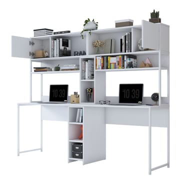 Skrivebord Wallxpert Dara (210 x 170,5 x 50 cm) Hvid - Hvid - Møbler - Borde - Kontorbord - Skrivebord