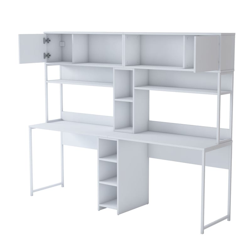 Skrivebord Wallxpert Dara (210 x 170,5 x 50 cm) Hvid - Hvid - Møbler - Borde - Kontorbord - Skrivebord