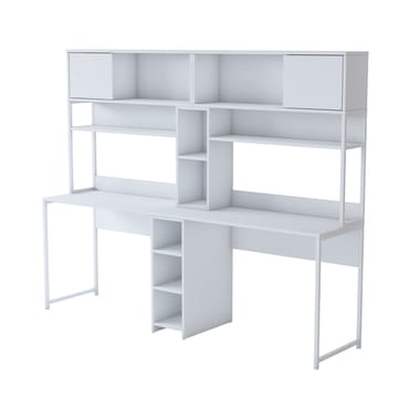 Skrivebord Wallxpert Dara (210 x 170,5 x 50 cm) Hvid - Hvid - Møbler - Borde - Kontorbord - Skrivebord