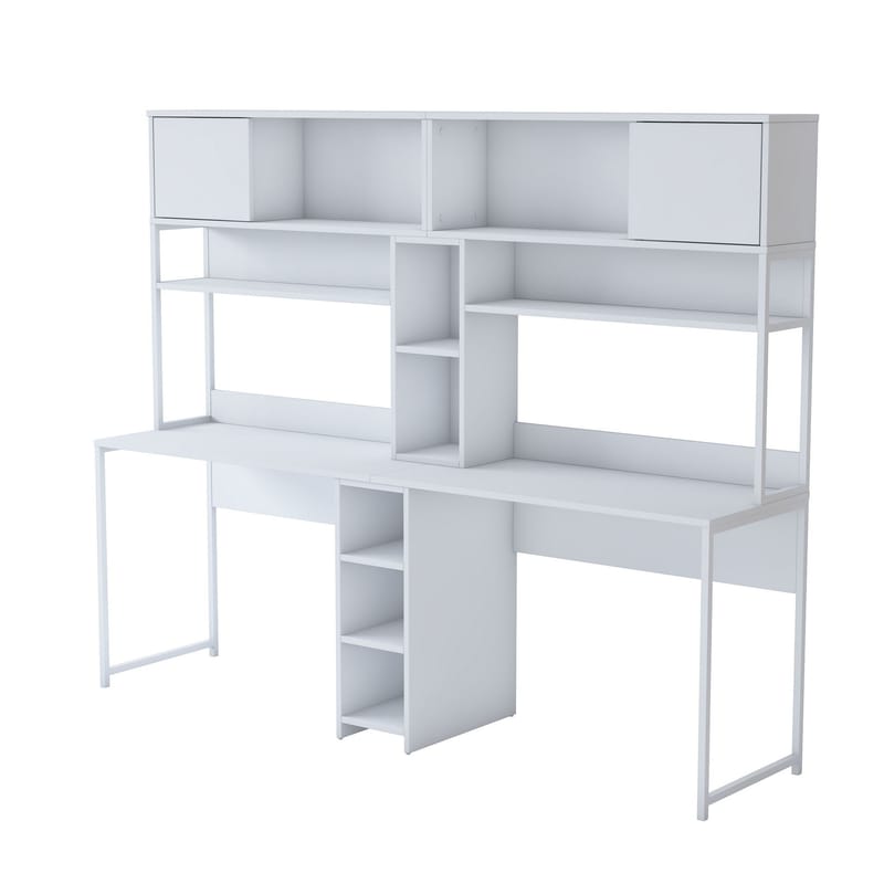 Skrivebord Wallxpert Dara (210 x 170,5 x 50 cm) Hvid - Hvid - Møbler - Borde - Kontorbord - Skrivebord