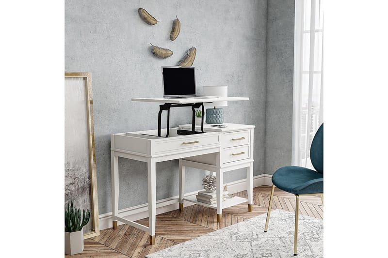 Westerleigh Skrivebord 116 cm Justerbar højde 3 Skuffer Hvid - CosmoLiving - Møbler - Borde - Kontorbord - Skrivebord - hæve-sænke-bord