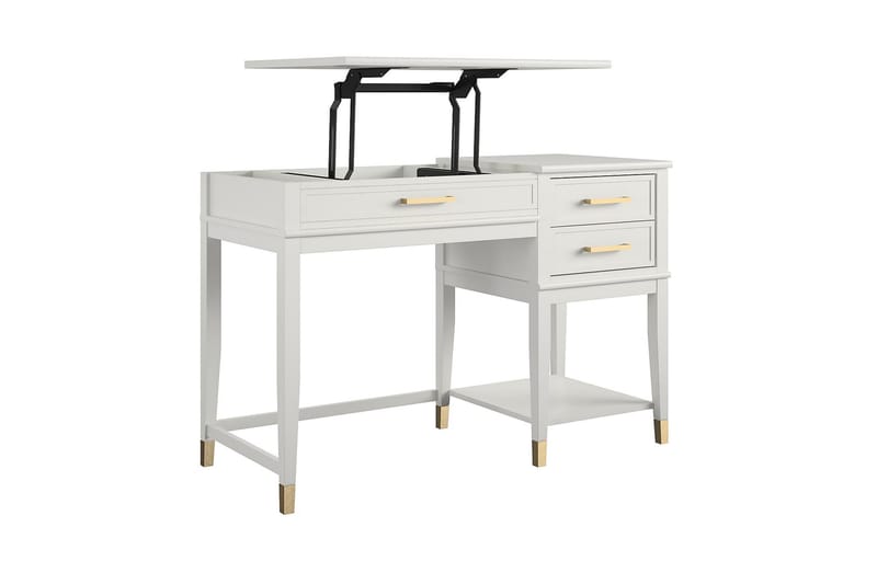 Westerleigh Skrivebord 116 cm Justerbar højde 3 Skuffer Hvid - CosmoLiving - Møbler - Borde - Kontorbord - Skrivebord - hæve-sænke-bord