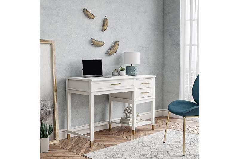 Westerleigh Skrivebord 116 cm Justerbar højde 3 Skuffer Hvid - CosmoLiving - Møbler - Borde - Kontorbord - Skrivebord - hæve-sænke-bord