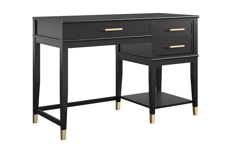 Westerleigh Skrivebord 116 cm Justerbar højde 3 Skuffer Sort - CosmoLiving - Møbler - Borde - Kontorbord - Skrivebord - hæve-sænke-bord