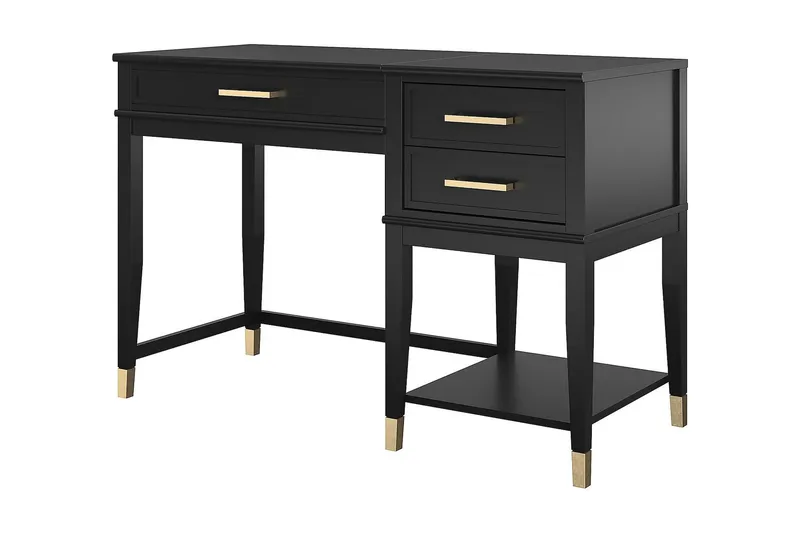 Westerleigh Skrivebord 116 cm Justerbar højde 3 Skuffer Sort - CosmoLiving - Møbler - Borde - Kontorbord - Skrivebord - hæve-sænke-bord