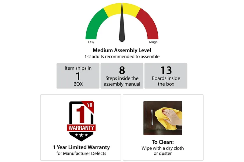 Westerleigh Skrivebord 116 cm Justerbar højde 3 Skuffer Sort - CosmoLiving - Møbler - Borde - Kontorbord - Skrivebord - hæve-sænke-bord