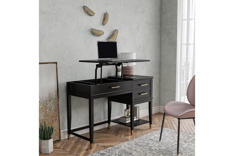 Westerleigh Skrivebord 116 cm Justerbar højde 3 Skuffer Sort - CosmoLiving - Møbler - Borde - Kontorbord - Skrivebord - hæve-sænke-bord