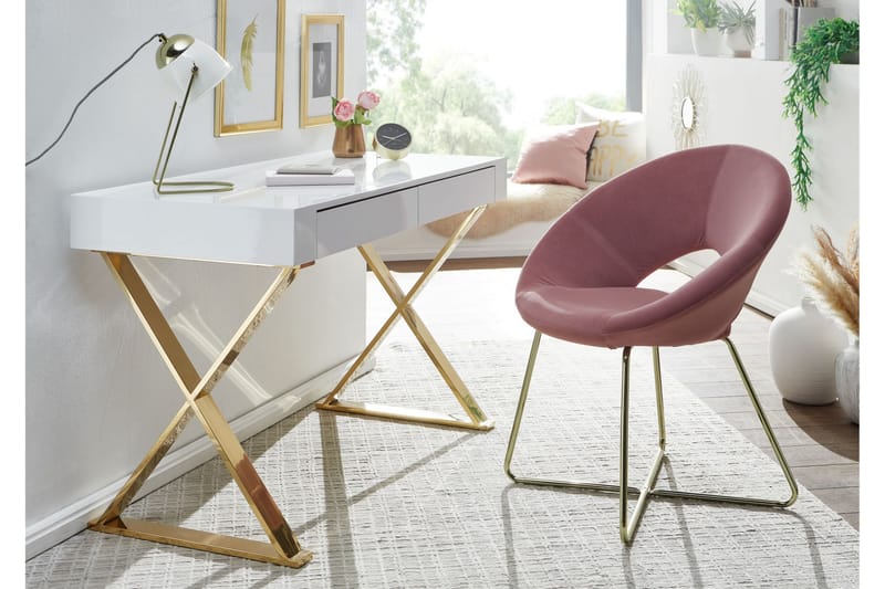 Willowdale Skrivebord 118 cm med Opbevaring 2 Skuffer - Hvid/Guld - Møbler - Borde - Kontorbord - Skrivebord