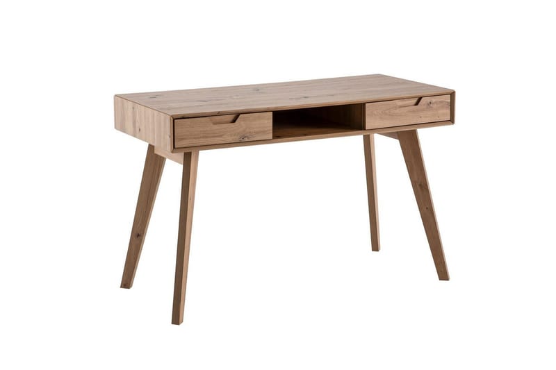 Skrivebord Wohnling Eg Træ Stil 120 cm med 2 Skuffer Opbevaringsrum Moderne - Møbler - Borde - Kontorbord - Skrivebord