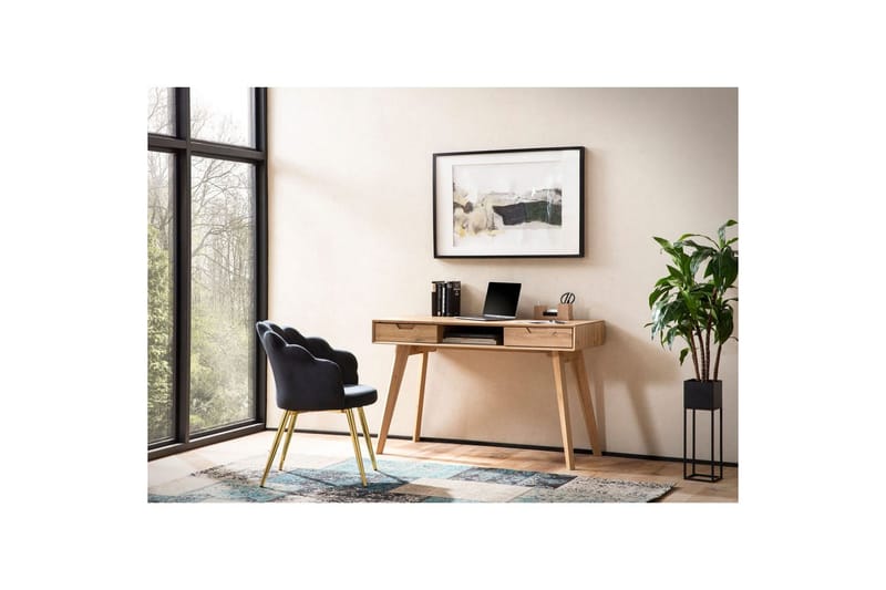Skrivebord Wohnling Eg Træ Stil 120 cm med 2 Skuffer Opbevaringsrum Moderne - Møbler - Borde - Kontorbord - Skrivebord