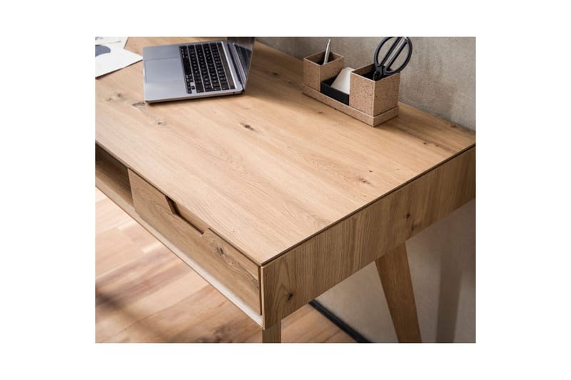 Skrivebord Wohnling Eg Træ Stil 120 cm med 2 Skuffer Opbevaringsrum Moderne - Møbler - Borde - Kontorbord - Skrivebord