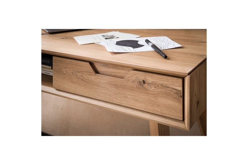Skrivebord Wohnling Eg Træ Stil 120 cm med 2 Skuffer Opbevaringsrum Moderne - Møbler - Borde - Kontorbord - Skrivebord