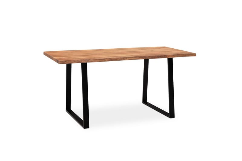 Skrivebord Wohnling Massivt træ kant metalben landhus Sort, Lige, 160x80 cm - Sort, Lige, 160x80 cm - Møbler - Borde - Kontorbord - Skrivebord