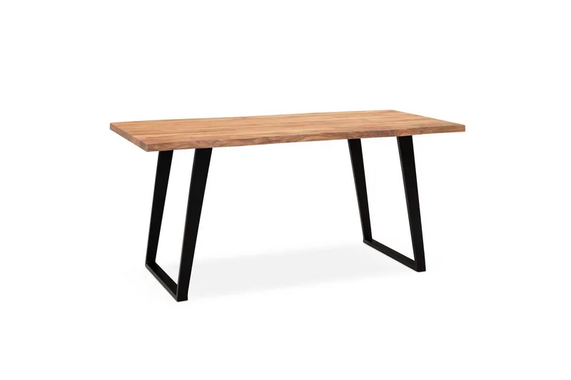 Skrivebord Wohnling Massivt træ kant metalben landhus Sort, Vinklet, 180x90 cm - Sort, Vinklet, 180x90 cm - Møbler - Borde - Kontorbord - Skrivebord