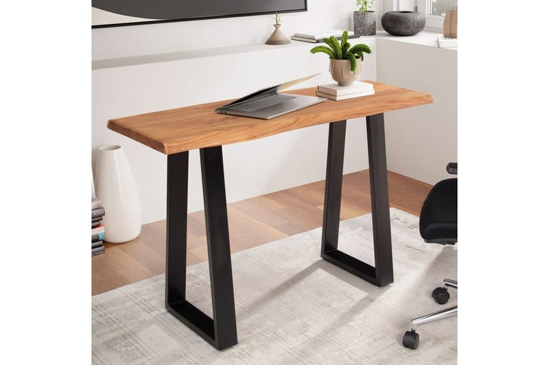 Skrivebord Wohnling Massivt træ med trækant metalramme - Møbler - Borde - Kontorbord - Skrivebord