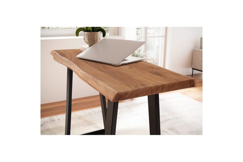 Skrivebord Wohnling Massivt træ med trækant metalramme - Møbler - Borde - Kontorbord - Skrivebord