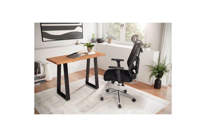 Skrivebord Wohnling Massivt træ med trækant metalramme - Møbler - Borde - Kontorbord - Skrivebord