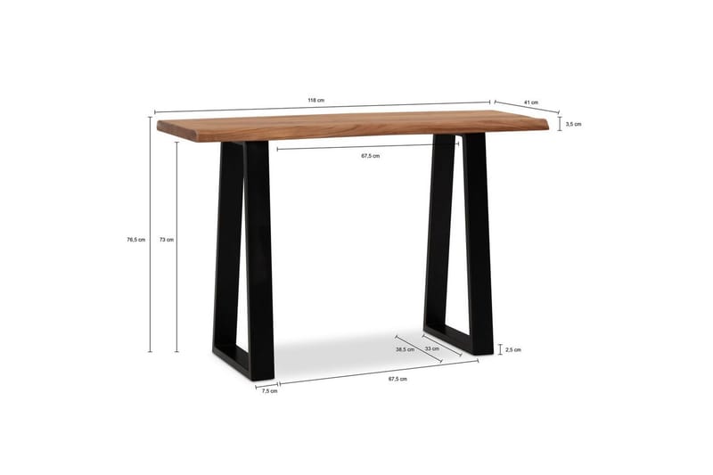 Skrivebord Wohnling Massivt træ med trækant metalramme - Møbler - Borde - Kontorbord - Skrivebord