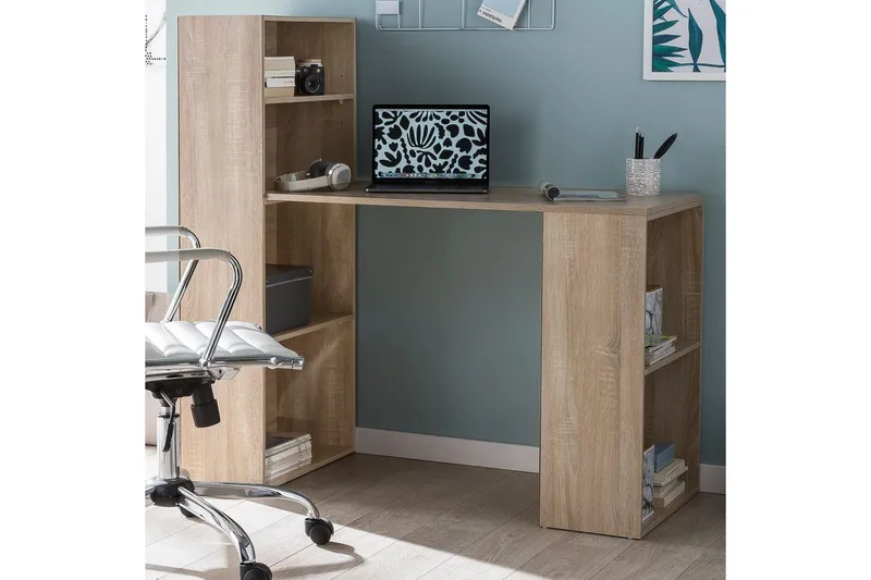 Skrivebord Wohnling med hylde 120x120x53 cm i træ, moderne stil Sonoma - Sonoma - Møbler - Borde - Kontorbord - Skrivebord