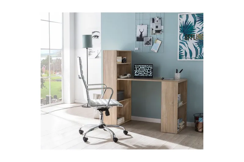Skrivebord Wohnling med hylde 120x120x53 cm i træ, moderne stil Sonoma - Sonoma - Møbler - Borde - Kontorbord - Skrivebord