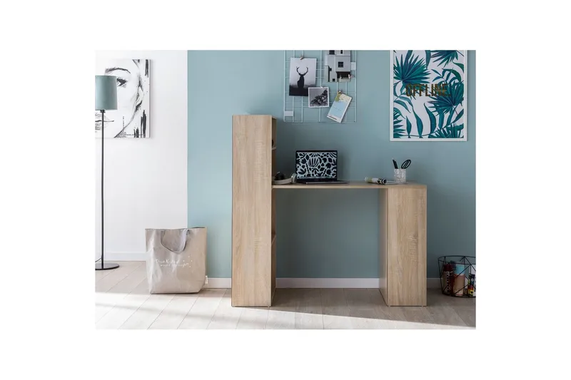 Skrivebord Wohnling med hylde 120x120x53 cm i træ, moderne stil Sonoma - Sonoma - Møbler - Borde - Kontorbord - Skrivebord