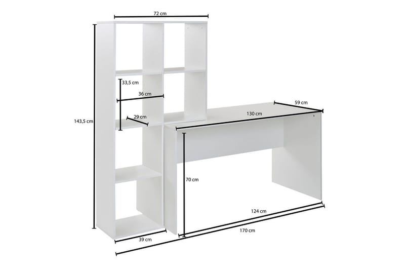 Skrivebord Wohnling med opbevaringsreol 170 cm moderne - Møbler - Borde - Kontorbord - Skrivebord