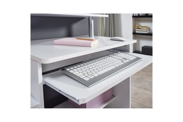Skrivebord Wohnling til computer med hjul tastaturudtræk, moderne stil Hvid - Hvid - Møbler - Borde - Kontorbord - Skrivebord