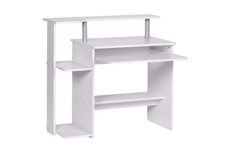 Skrivebord Wohnling til computer med hjul tastaturudtræk, moderne stil Hvid - Hvid - Møbler - Borde - Kontorbord - Skrivebord