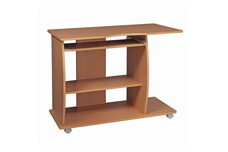 Skrivebord Wohnling til laptop eller computer med hjul tastaturudtræk, moderne stil Bøg - Bøg - Møbler - Borde - Kontorbord - Skrivebord