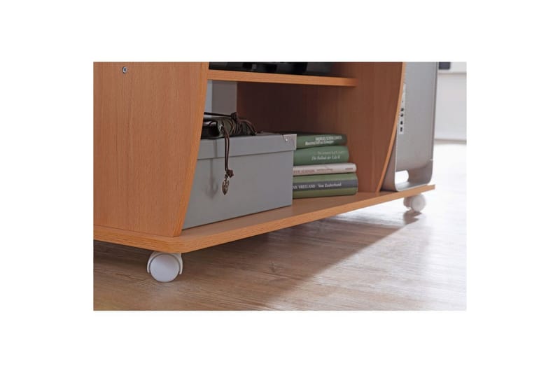 Skrivebord Wohnling til laptop eller computer med hjul tastaturudtræk, moderne stil Bøg - Bøg - Møbler - Borde - Kontorbord - Skrivebord