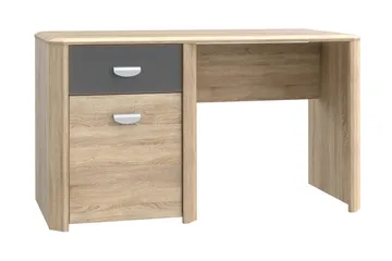 Yazmene Skrivebord 130 cm med Opbevaring Skuffe + Skab - Brun - Møbler - Borde - Kontorbord - Skrivebord