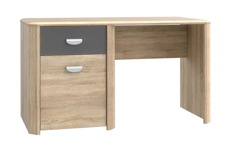 Yazmene Skrivebord 130 cm med Opbevaring Skuffe + Skab - Brun - Møbler - Borde - Kontorbord - Skrivebord