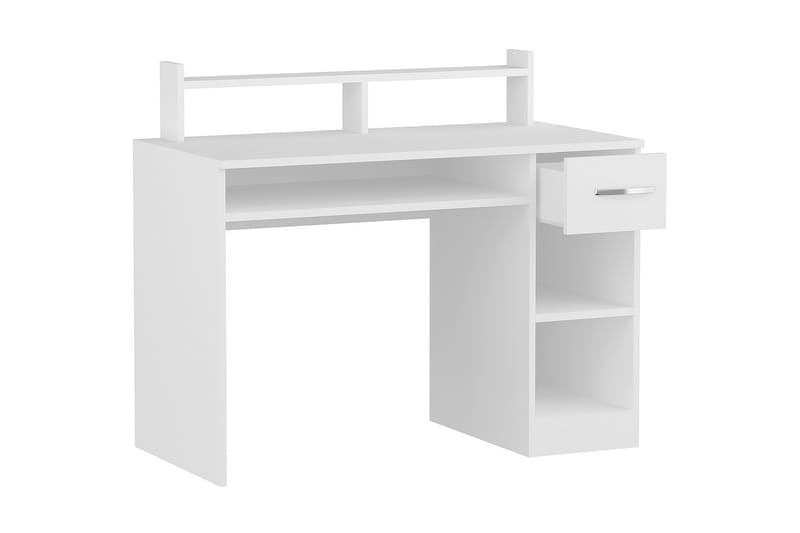 Yemisen Skrivebord 120 cm med Opbevaring Skuffe + Hylder - Hvid - Skrivebord