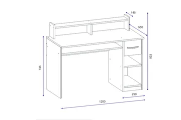 Yemisen Skrivebord 120 cm med Opbevaring Skuffe + Hylder - Hvid - Møbler - Borde - Kontorbord - Skrivebord
