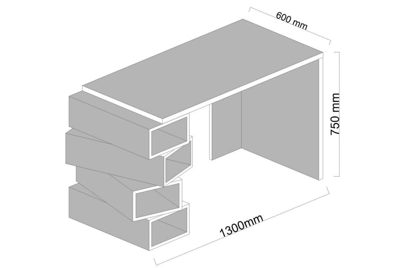 Yengall Skrivebord 130 cm med Opbevaring Hylder - Hvid/Valnøddebrun - Skrivebord