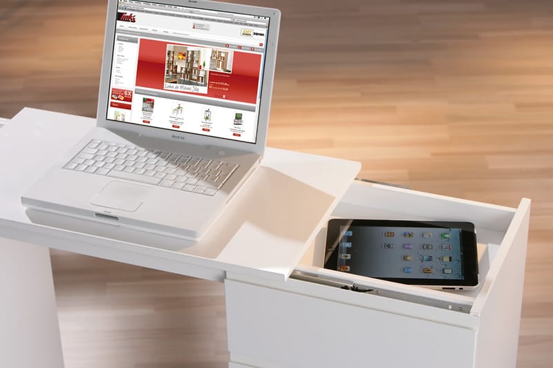 Zajic Computerbord 121 cm på Hjul - Hvid - Møbler - Borde - Kontorbord - Skrivebord