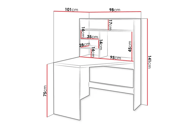 Zayden Skrivebord 101 cm - Hvid - Møbler - Borde - Kontorbord - Skrivebord