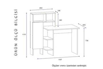 Zeko Skrivebord 120 cm med Opbevaring Hylde - Egefarvet - Møbler - Borde - Kontorbord - Skrivebord