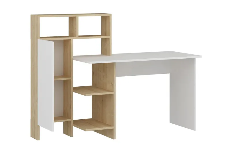 Zeko Skrivebord 120 cm med Opbevaring Hylde - Egefarvet - Møbler - Borde - Kontorbord - Skrivebord