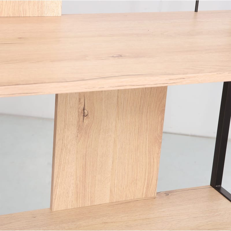 Skrivebord/reol HOME4YOU Lester 84x40x160 cm melamin - lyst træ / sort - Møbler - Borde - Kontorbord - Skrivebord