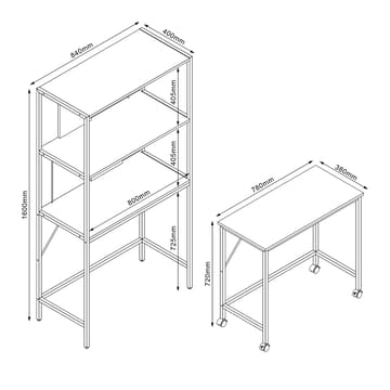 Skrivebord/reol HOME4YOU Lester 84x40x160 cm melamin - lyst træ / sort - Møbler - Borde - Kontorbord - Skrivebord