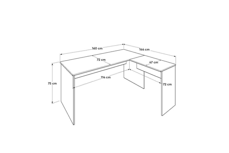 Soonam Skrivebord 160x144 cm - Lysebrun - Møbler - Borde - Kontorbord - Skrivebord