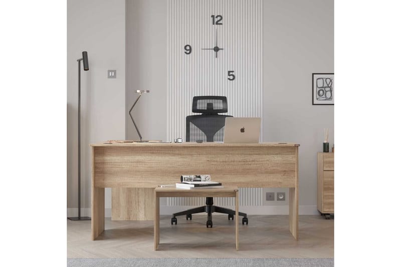 Soonam Skrivebord 160x144 cm - Lysebrun - Møbler - Borde - Kontorbord - Skrivebord