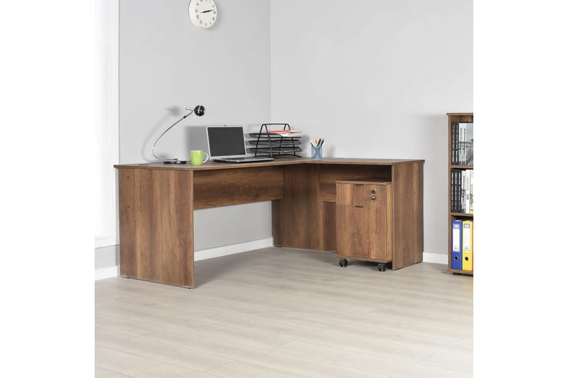 Soonam Skrivebord 160x144 cm - Mellemfarvet træ - Møbler - Borde - Kontorbord - Skrivebord