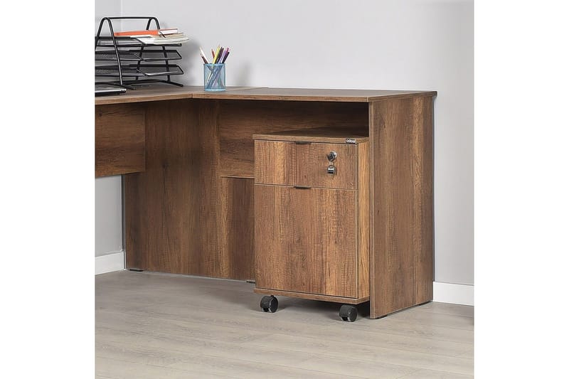 Soonam Skrivebord 160x144 cm - Mellemfarvet træ - Møbler - Borde - Kontorbord - Skrivebord