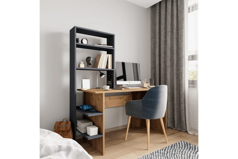 Sorav Skrivebord 55x120 cm - Mellemfarvet træ/Antracit - Møbler - Borde - Kontorbord - Skrivebord