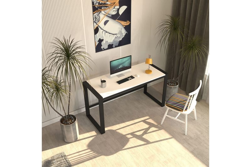Sorix Skrivebord 55x122 cm - Hvid/Sort - Møbler - Borde - Kontorbord - Skrivebord