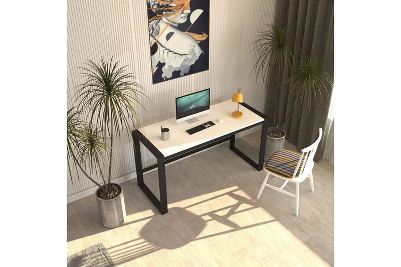 Sorix Skrivebord 55x122 cm - Hvid/Sort - Møbler - Borde - Kontorbord - Skrivebord