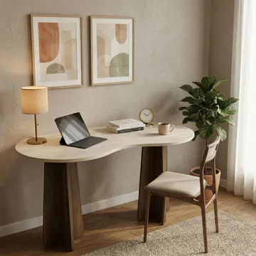 Soryn Skrivebord 120x75x60 cm - Travertine Walnut - Møbler - Borde - Kontorbord - Skrivebord